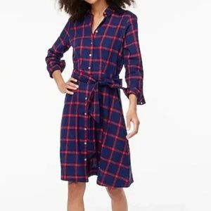 J Crew Factory Tie-waist flannel shirtdress Size 8